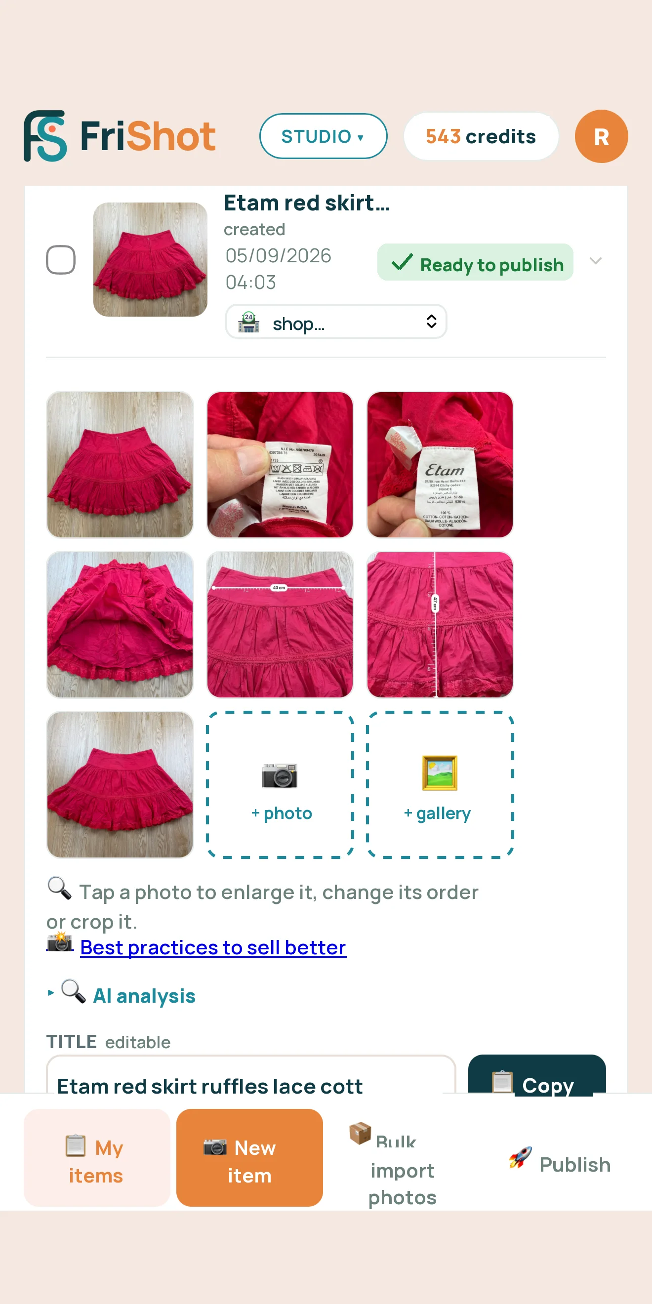 Your Vinted listing ready <em>from one photo</em>