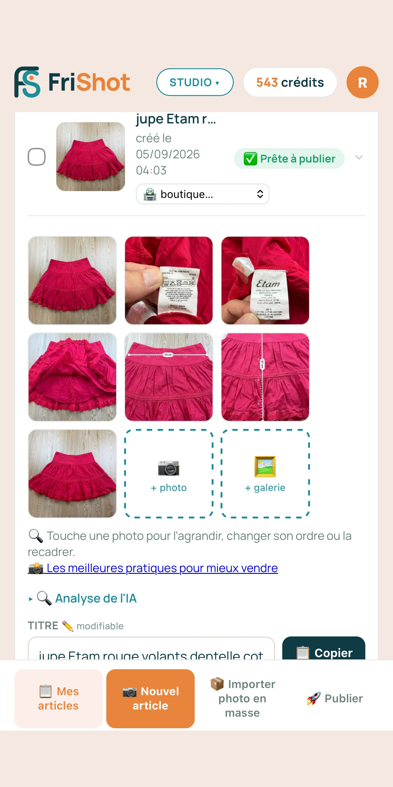Ton annonce Vinted prête <em>en une photo</em>